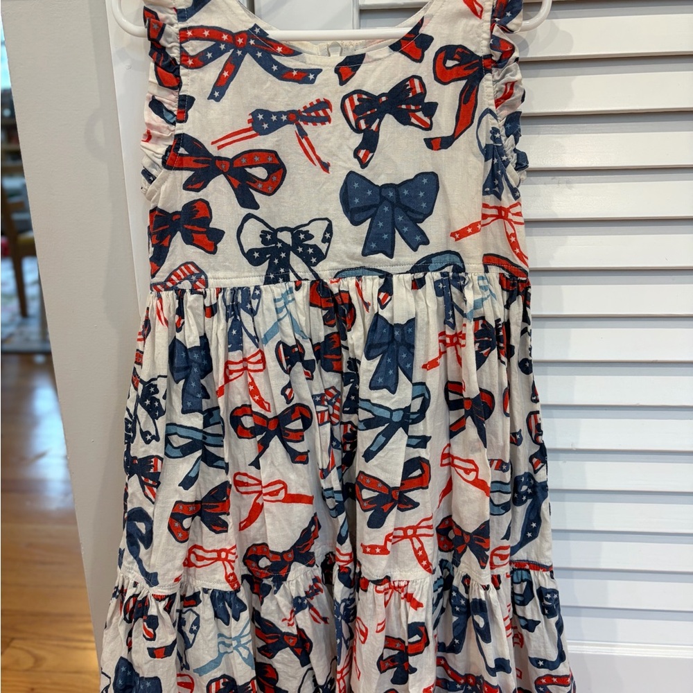 Pink Chicken Girls' Bow Print Dress - Red, Navy & White
